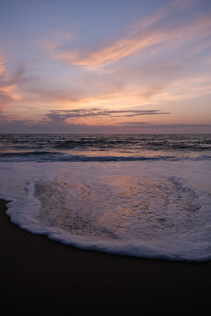 Sunset plage vague